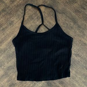 Black ribbed crop top, size small